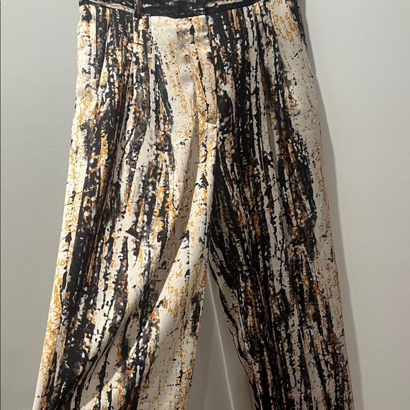 Zara Pants - Zara Black, Beige & Orange Abstract Print Trousers